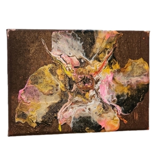 Hand Crafted original acrylic pouring art on canvas pink upcycled farmhouse - Picture 9 of 10